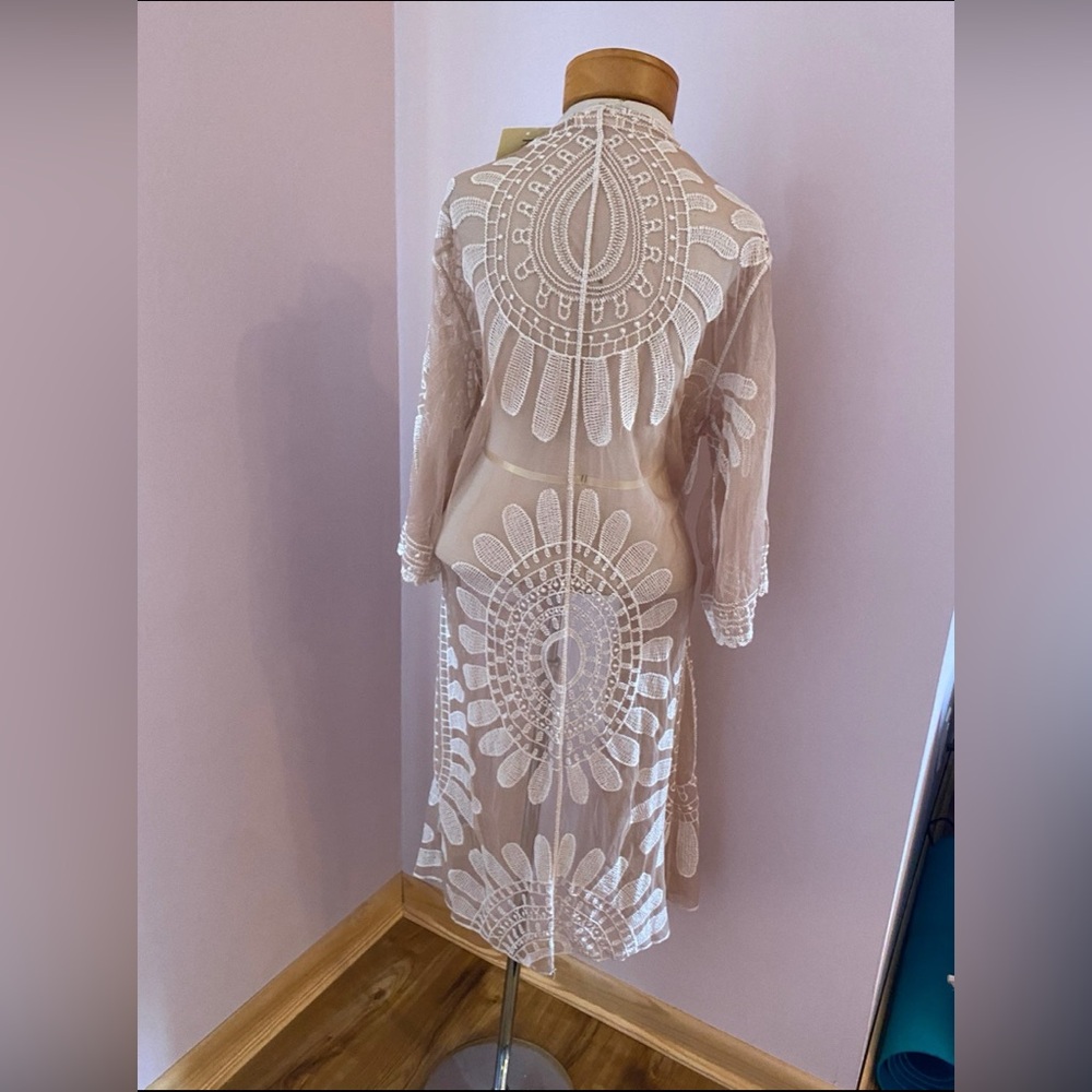 Bohemian Sheer Lace Kimono duster NWT - Picture 2 of 4